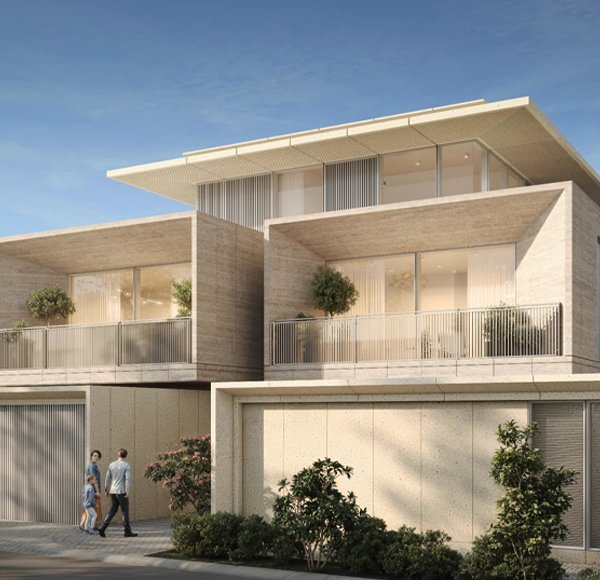 Architectural rendering of townhouses from a D&B Properties listing in Dubai